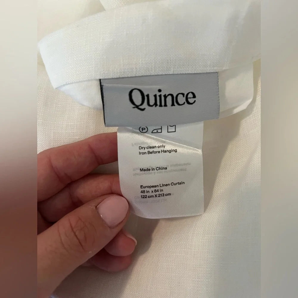 Quince European Linen Light Filtering Curtain Panel 48x84 White NWT